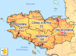 Carte Bretagne 4 dpts